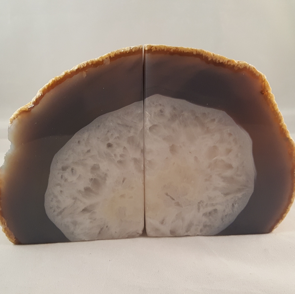Stone Geode Crystal Bookend Pair